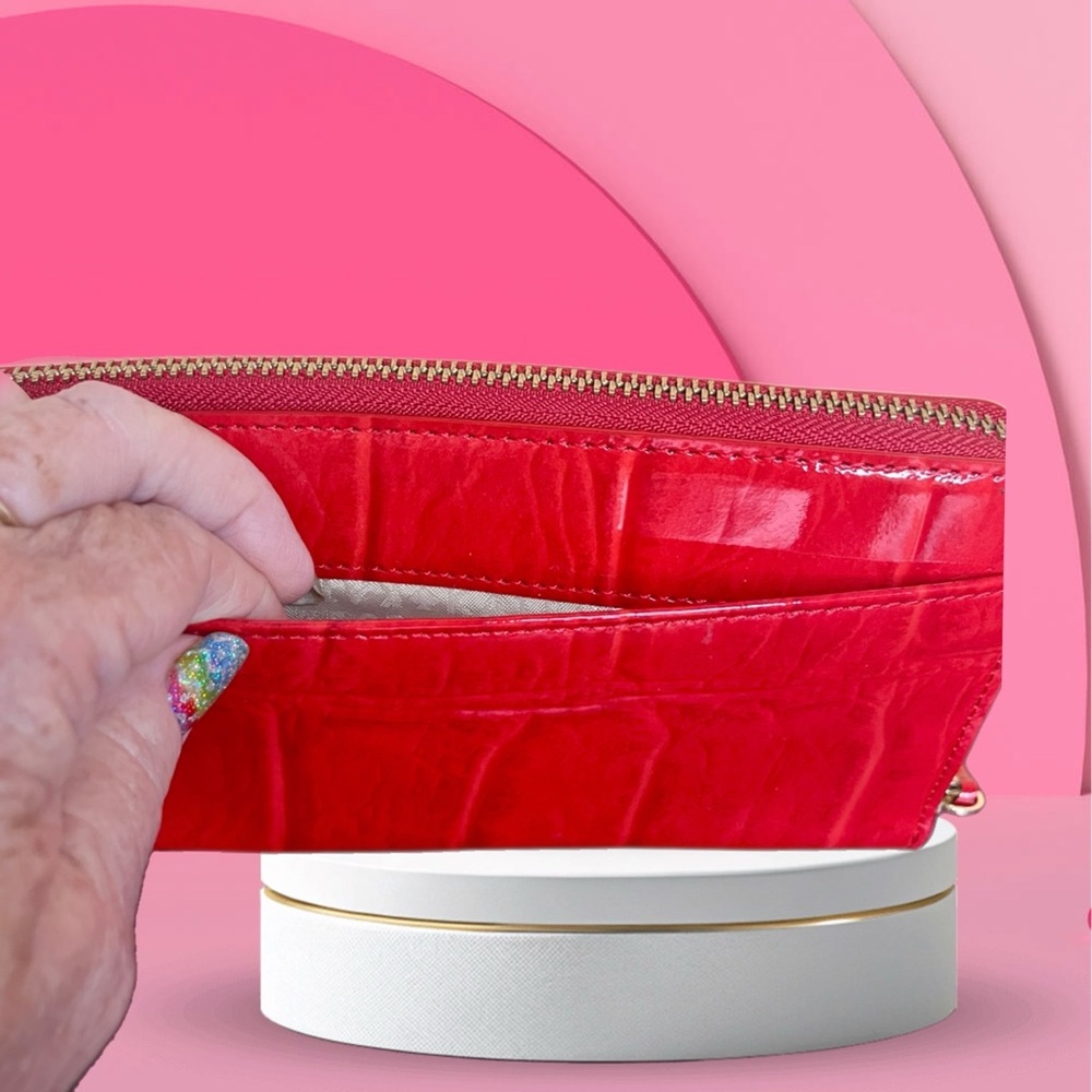 Kate Spade Red Croc Patent Leather Wallet - Picture 2 of 4